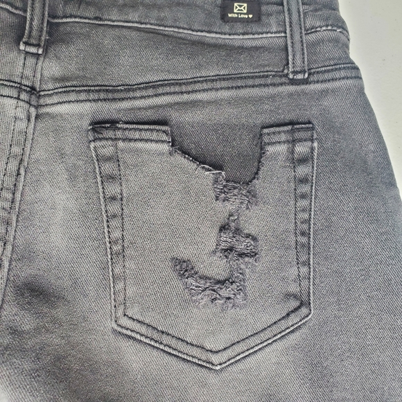 Letter To Juliet High‎ Rise Washed Black Jean Shorts Distressed L 32" Witchy NWT - Picture 16 of 16